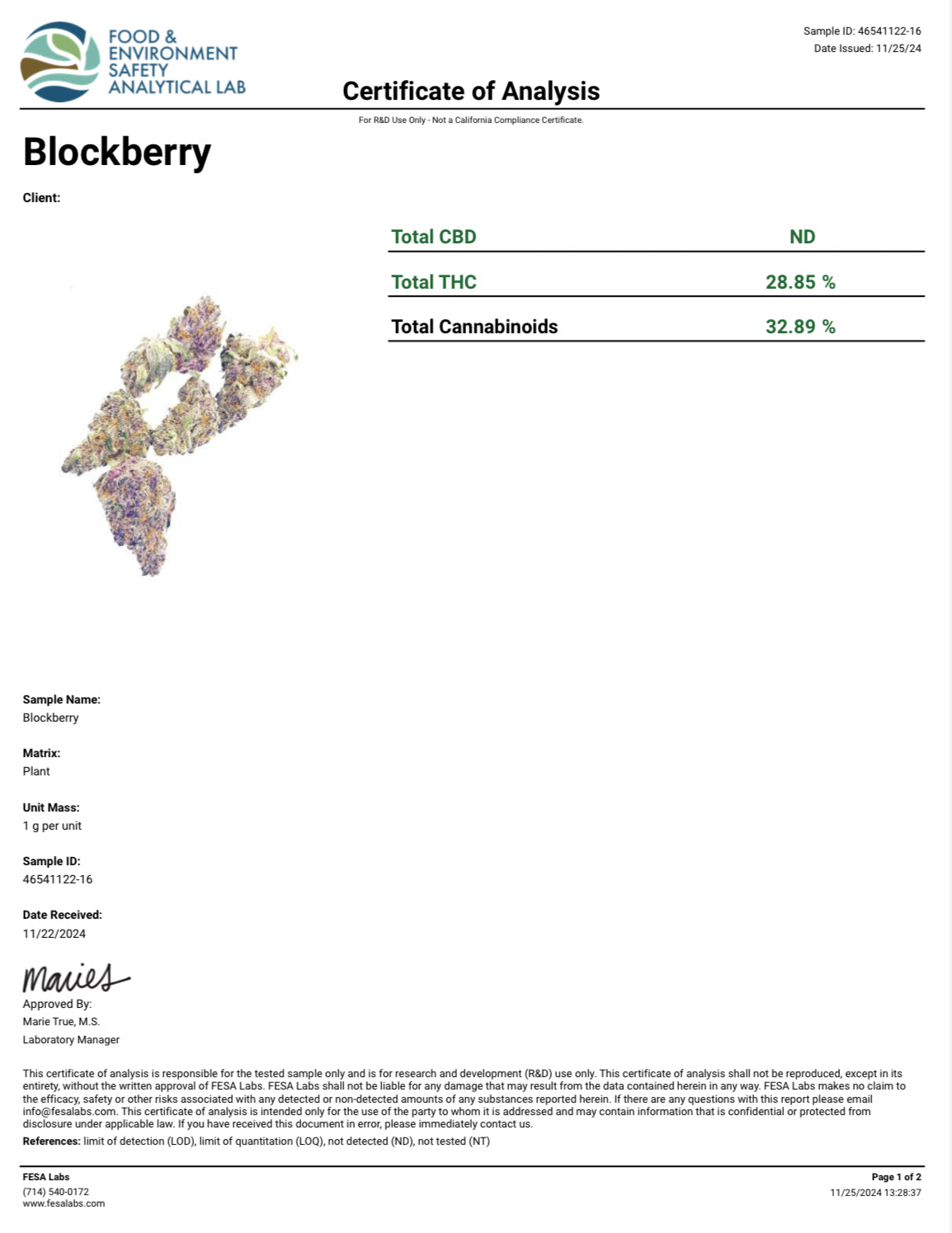 Blockberry 32.771% THCa Hemp Flower