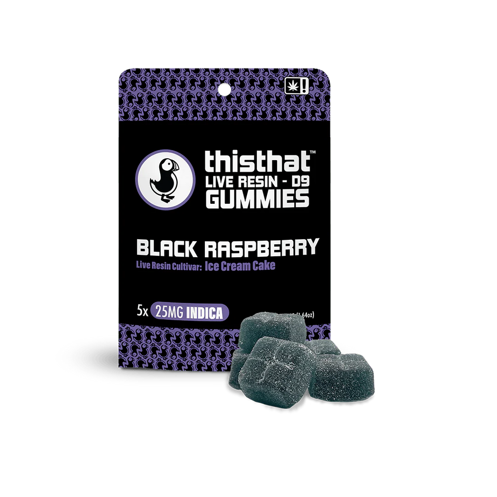 Delta 9 THC Live Resin Gummies - Sour Diesel (Sativa), Bubba Kush (Hybrid), Ice Cream Cake (Indica) 25mg