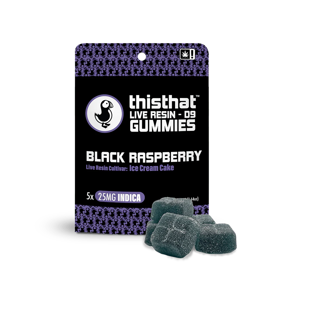 Delta 9 THC Live Resin Gummies - Sour Diesel (Sativa), Bubba Kush (Hybrid), Ice Cream Cake (Indica) 25mg
