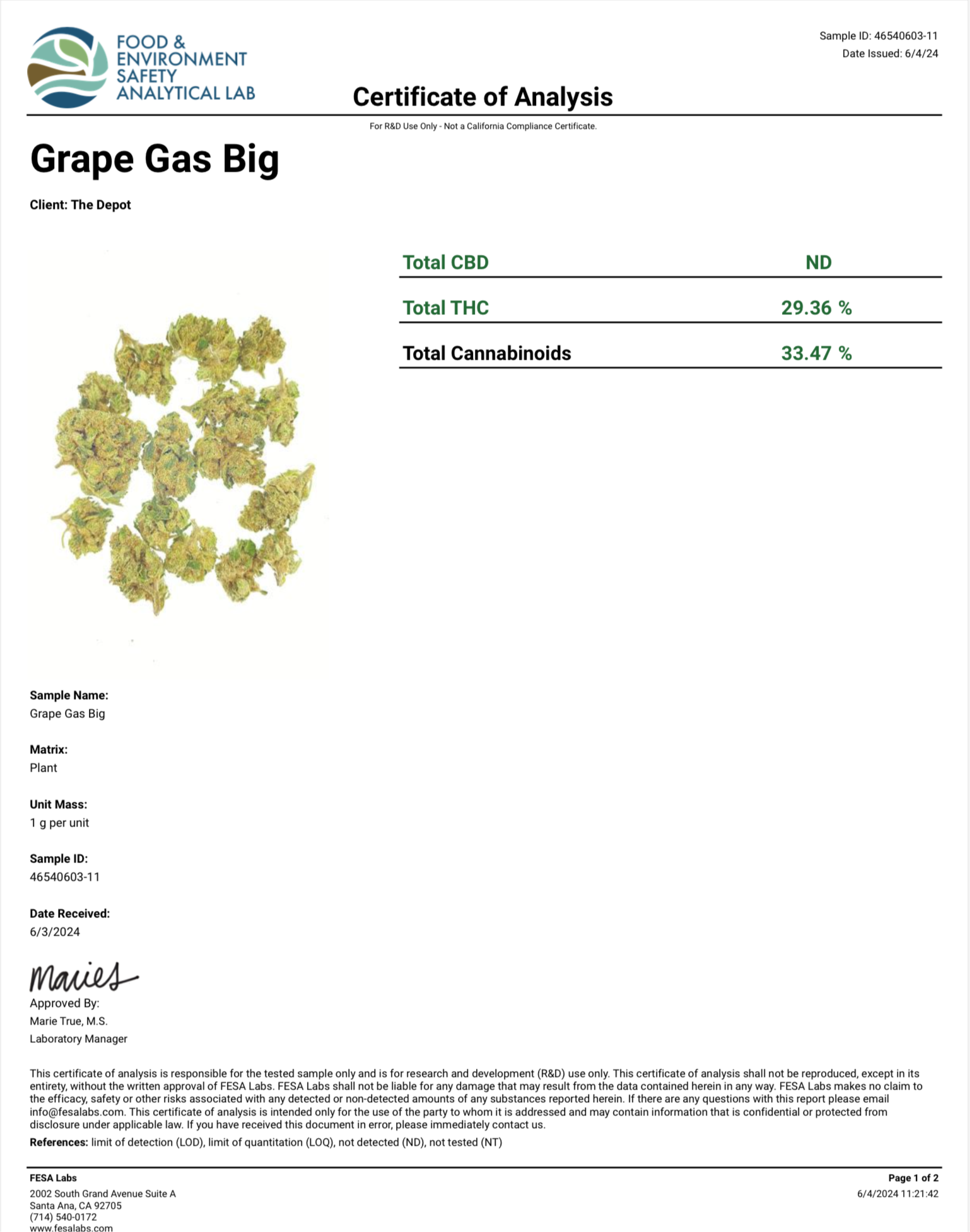 Grape Gas 33.377% THCa Hemp Flower 1.25 grams Pre-rolls (Light Dep) Indica