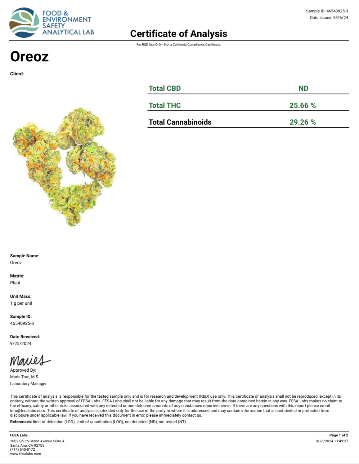 Oreoz 29.252% THCa Hemp Flower