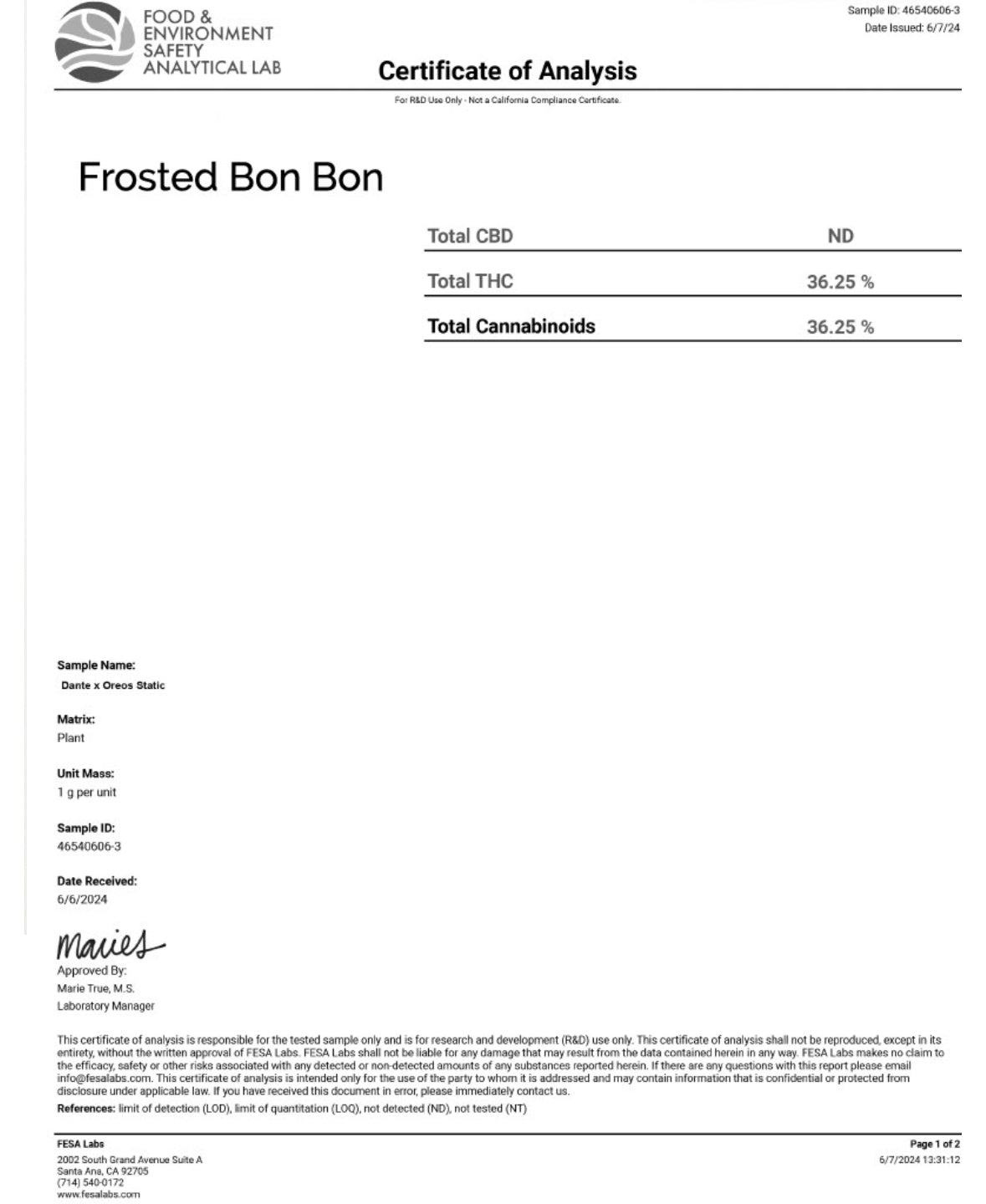 Frosted Bon Bon 36.25% THCa Hemp Flower