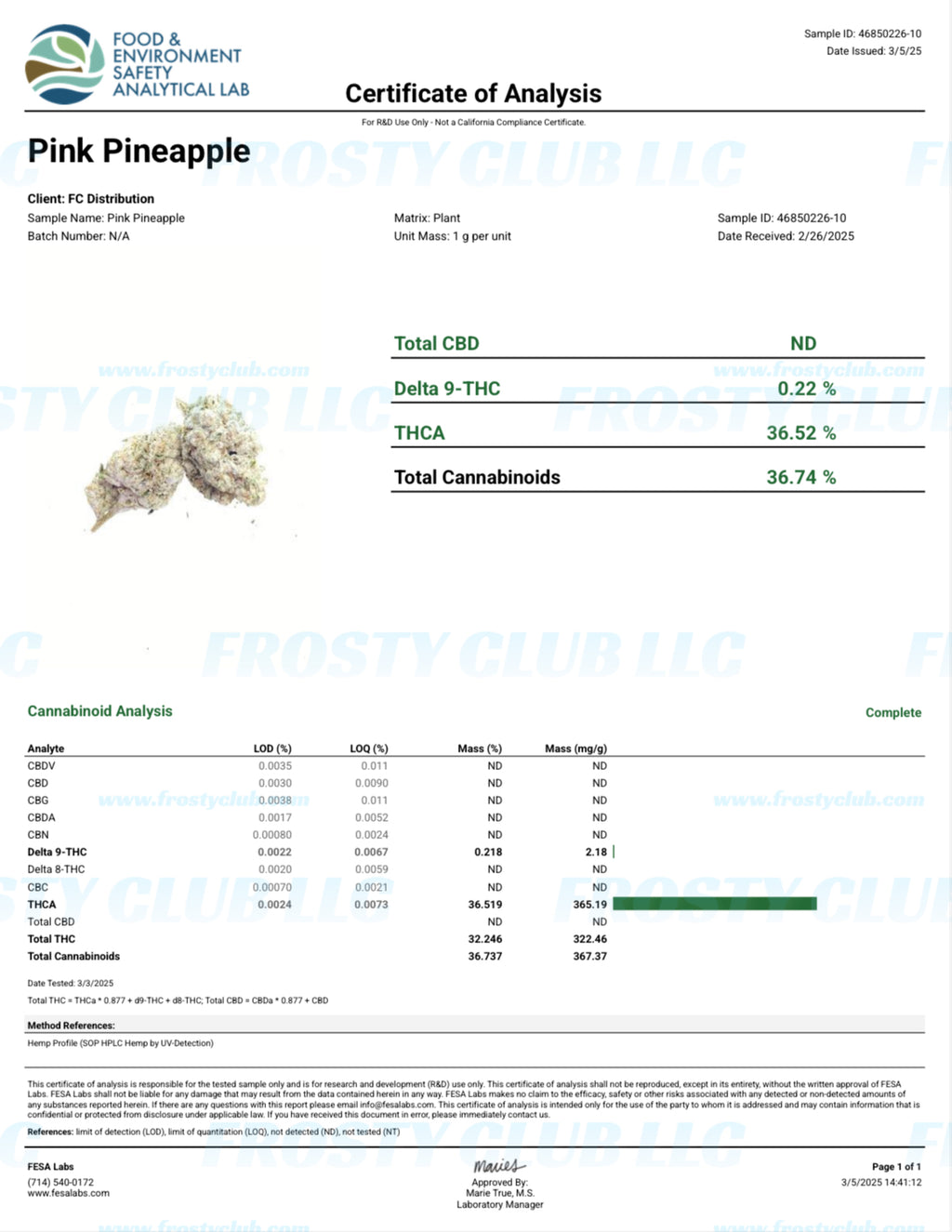 Pink Pineapple ~ smalls/med 36.52% THCa Hemp Flower (Exotic Indoor) Sativa