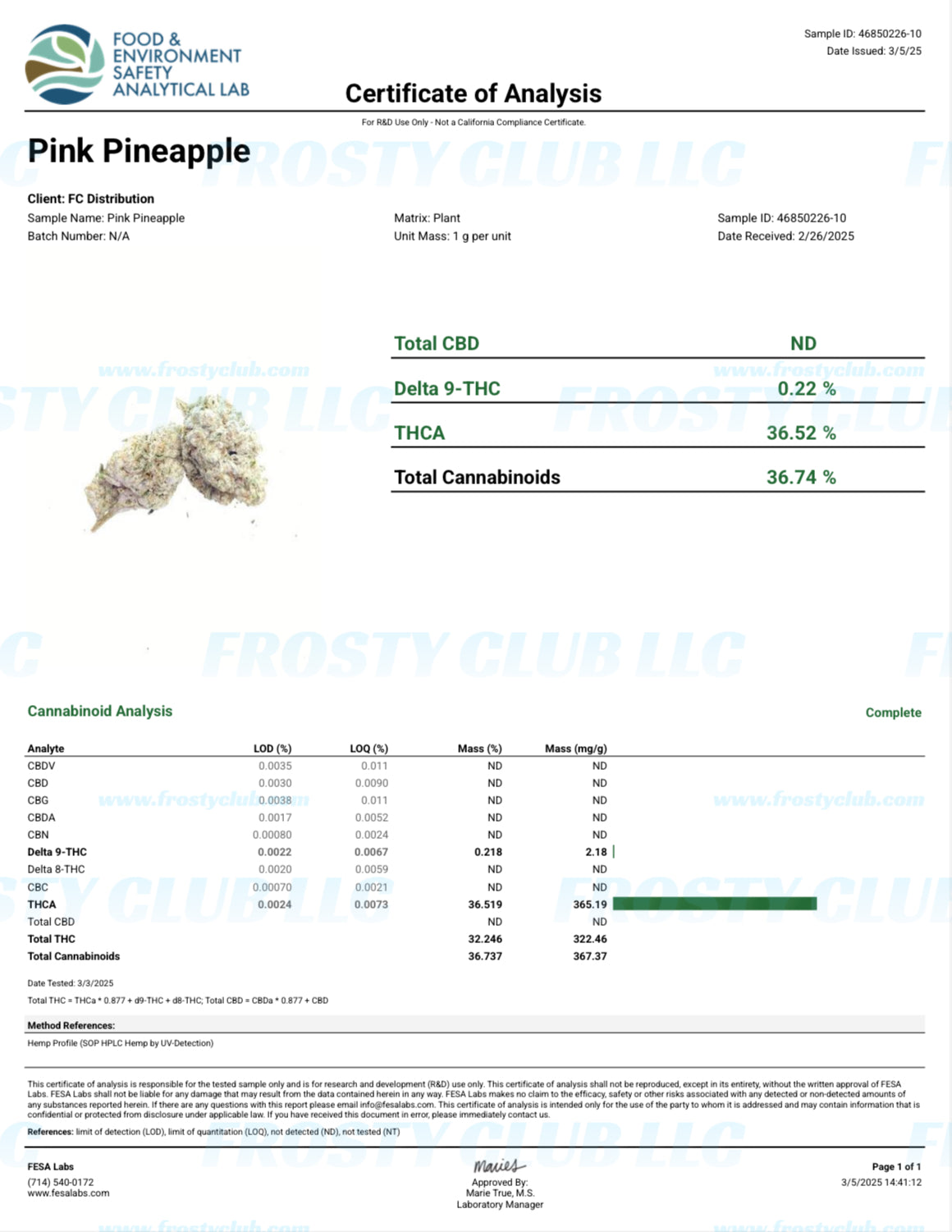 Pink Pineapple ~ Smalls/Med 36.52% THCa Hemp Flower (Exotic Indoor) Sativa